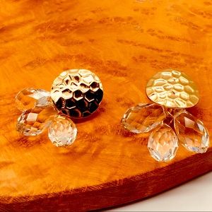 Golden and sparkling crystal earrings